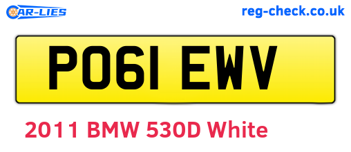 PO61EWV are the vehicle registration plates.