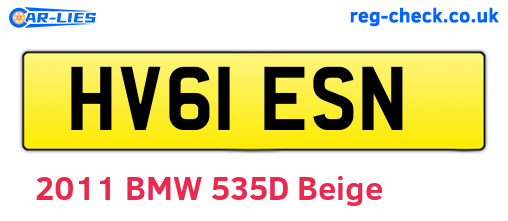 HV61ESN are the vehicle registration plates.
