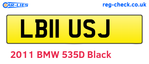 LB11USJ are the vehicle registration plates.