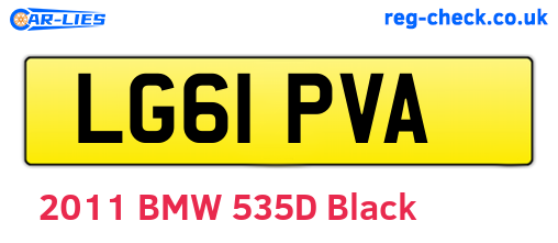 LG61PVA are the vehicle registration plates.