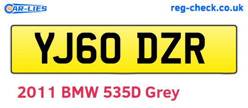 YJ60DZR are the vehicle registration plates.