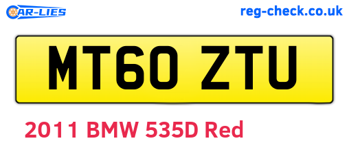 MT60ZTU are the vehicle registration plates.
