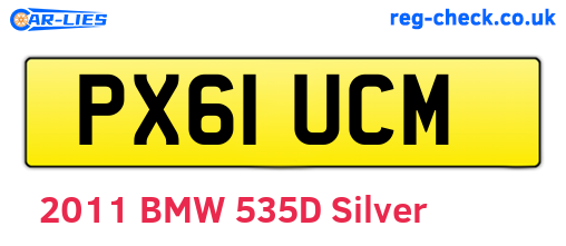 PX61UCM are the vehicle registration plates.