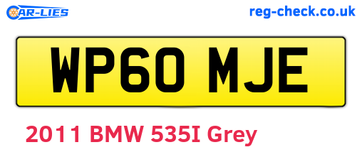 WP60MJE are the vehicle registration plates.