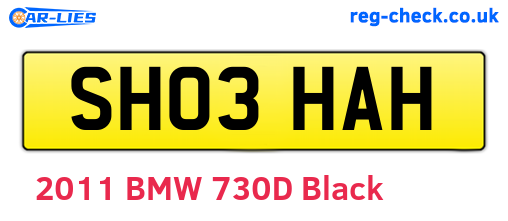 SH03HAH are the vehicle registration plates.