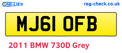 MJ61OFB are the vehicle registration plates.