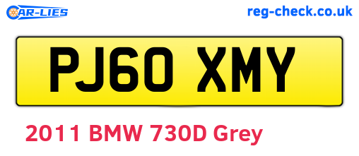 PJ60XMY are the vehicle registration plates.