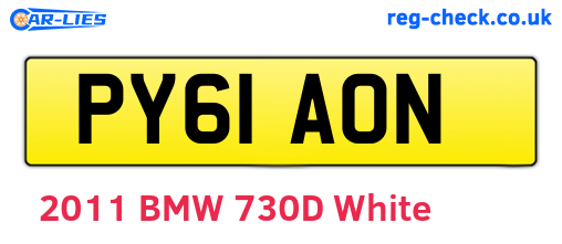 PY61AON are the vehicle registration plates.
