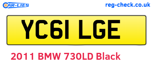 YC61LGE are the vehicle registration plates.