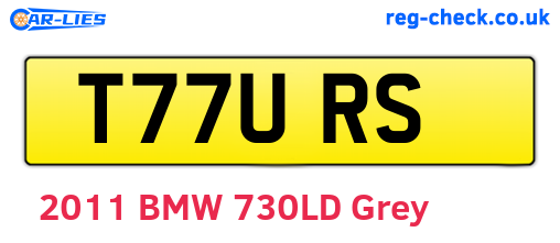 T77URS are the vehicle registration plates.