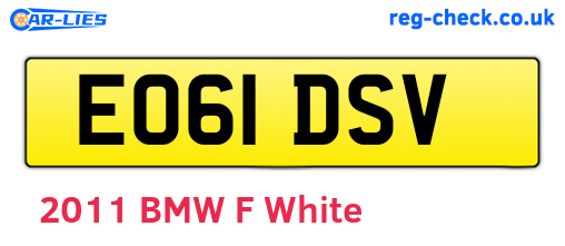 EO61DSV are the vehicle registration plates.