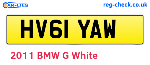 HV61YAW are the vehicle registration plates.