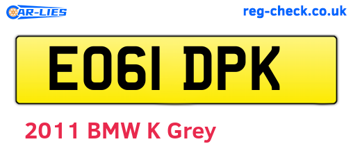 EO61DPK are the vehicle registration plates.