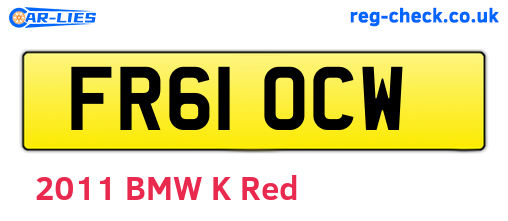 FR61OCW are the vehicle registration plates.