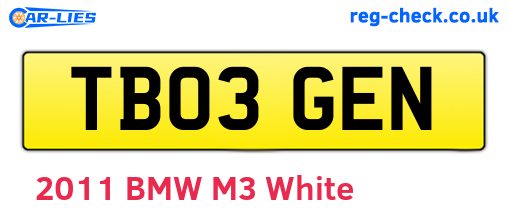 TB03GEN are the vehicle registration plates.