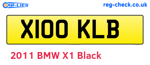 X100KLB are the vehicle registration plates.
