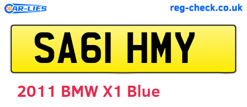 SA61HMY are the vehicle registration plates.