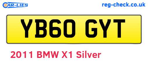 YB60GYT are the vehicle registration plates.