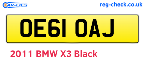 OE61OAJ are the vehicle registration plates.
