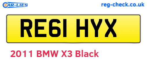 RE61HYX are the vehicle registration plates.