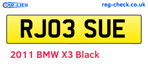 RJ03SUE are the vehicle registration plates.
