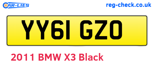 YY61GZO are the vehicle registration plates.