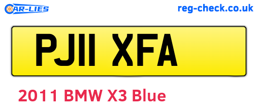 PJ11XFA are the vehicle registration plates.