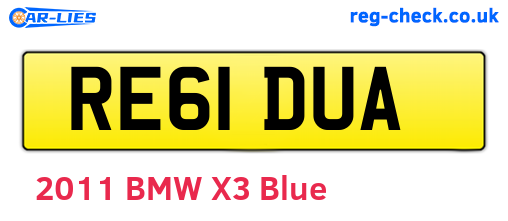 RE61DUA are the vehicle registration plates.