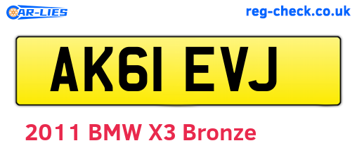 AK61EVJ are the vehicle registration plates.