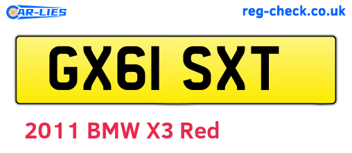 GX61SXT are the vehicle registration plates.