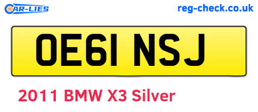 OE61NSJ are the vehicle registration plates.