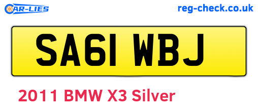 SA61WBJ are the vehicle registration plates.