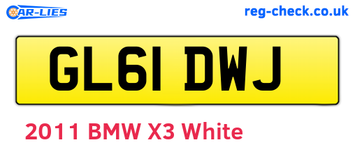 GL61DWJ are the vehicle registration plates.