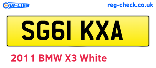 SG61KXA are the vehicle registration plates.