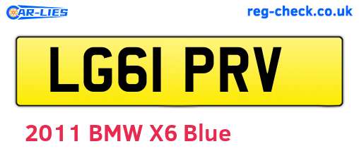 LG61PRV are the vehicle registration plates.