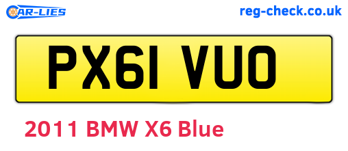PX61VUO are the vehicle registration plates.