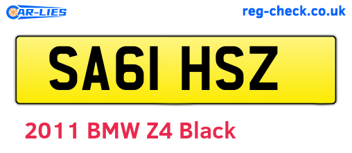 SA61HSZ are the vehicle registration plates.