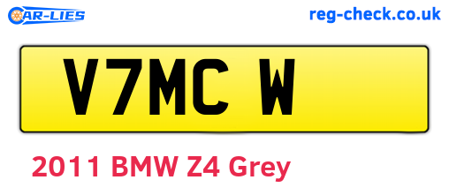 V7MCW are the vehicle registration plates.