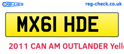MX61HDE are the vehicle registration plates.