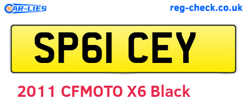 SP61CEY are the vehicle registration plates.