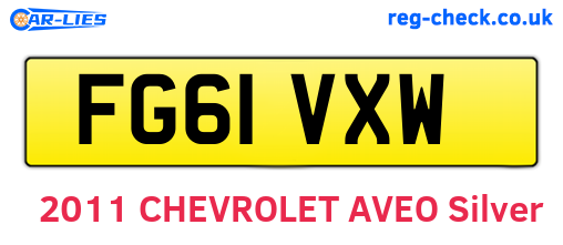 FG61VXW are the vehicle registration plates.