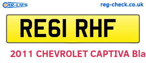 RE61RHF are the vehicle registration plates.