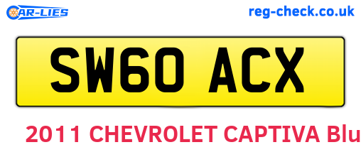 SW60ACX are the vehicle registration plates.