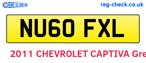 NU60FXL are the vehicle registration plates.