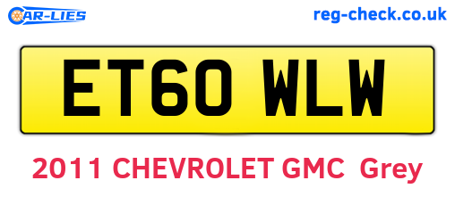 ET60WLW are the vehicle registration plates.