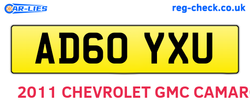 AD60YXU are the vehicle registration plates.