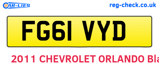 FG61VYD are the vehicle registration plates.