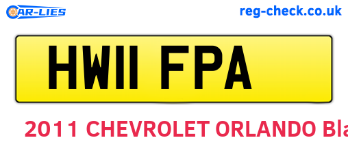 HW11FPA are the vehicle registration plates.