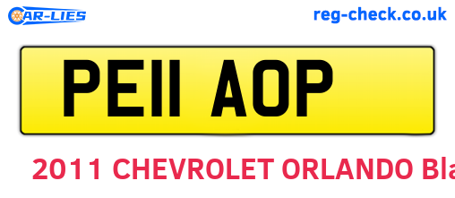 PE11AOP are the vehicle registration plates.
