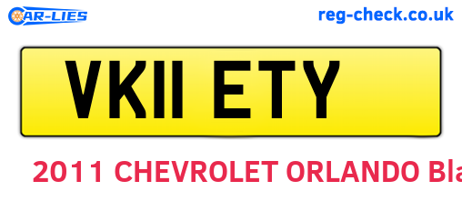VK11ETY are the vehicle registration plates.